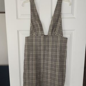 Zara Black and Cream Plaid Mini Dress